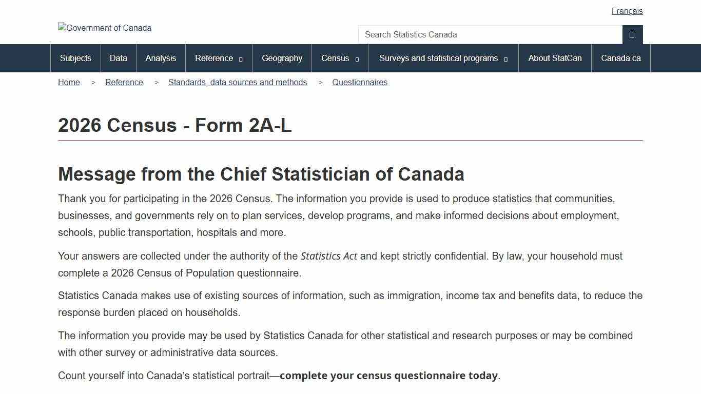 2026 Census - Form 2A-L