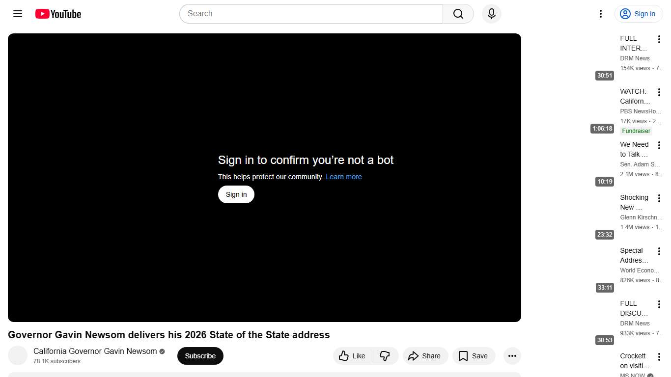 Governor Gavin Newsom delivers his 2026 State of the State address - YouTube